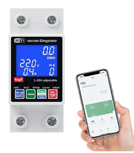 Contatore Di Corrente WiFi Intelligente 1 Fase - Misuratore Di Energia 63A 230Vac Con Telecomando