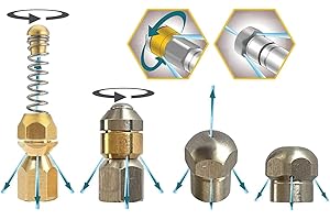 M&M Smartek Buse de nettoyage de canalisations pour Kärcher Kränzle Nilfisk etc. Nettoyeur haute pression 1/8" 1/4" - Ressort spirale rotatif rigide (spirale, rotative, srarr1 et starr2, 1/8")