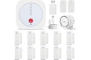 UMEIMA Allarme casa Senza fili, Wifi Antifurto casa (Wi-Fi 5GHz, 2.4GHz), Sistema di Allarme Senza fili con APP, Kit 16 Pezzi: Hub, Sensori Finestra, Telecomando per Garage, Ufficio, Lavora con Alexa