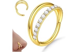 Diamday Piercing Nez Anneaux CZ Piercing Oreille 316L Acier Chirurgical Anneau Nez Piercing Septum Helix Anneau Or Argent Tragus Conch Daith Rook Cartilage Boucle D'oreille Lèvre Anneaux 18G/20G