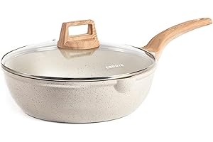 CAROTE 32 cm nieprzywierająca patelnia do głębokiego smażenia z pokrywką, 6QT patelnia do saute nieprzywierająca granitowa patelnia, zdrowe kamienne naczynia kuchenne, patelnia szefa kuchni, bez PFOA