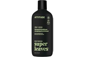 ATTITUDE Men's Shampoo and Conditioner 2-in-1, Fortifying For Fragile Hair, With Caffeine and Green Tea, 97% Natural Origin Ingredients, EWG Verified, Matcha & Bergamot, 415 mL