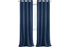 MAXIJIN Velours Rideaux Occultants Épais Isolation Thermique Fenêtre Rideaux & Rideaux Doux Rideaux Obscurcissants 2 Panneau pour Chambre, Salon (2X L 140 X H 260CM, Bleu Foncé)