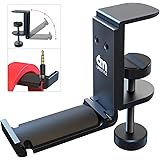 6amLifestyle Support de Casque Pliant avec Organiseur de Câble en Métal Porte pour Casque PC Gaming Casques, Noir (Support de