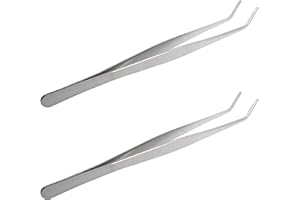 AOJE LINK-ELECTRIC Aoje-Link Stainless Steel Tweezers with Curved Serrated Tip Sewing Machine Electronic Repair Tweezers Pliers Multi-Purpose Tweezers Tool Pliers Silver 2pcs