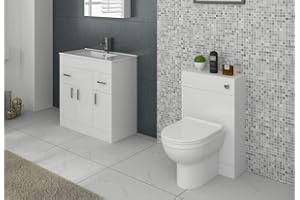 VeeBath Sphinx 1500 Combination Vanity Unit Furniture Set, Wash Basin Bathroom Sink, WC, BTW Toilet Pan, Soft Close Seat with Concealed Cistern-Gloss White(Flat Pack)