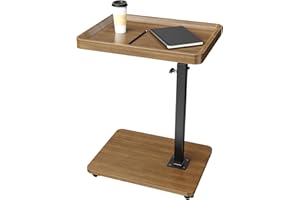 LNOPEVER Ajustable Mesa Auxiliar con Ruedas-RúStico Mesa Auxiliar Sofa para Salones, Dormitorios Y Despachos