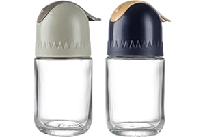 Greyoe Salero y Pimentero, Juego de Salero y Pimentero Vidrio, Salero y pimentero de 2 Piezas para Cocina, Mesa de Comedor, Exterior (Gris y Azul)