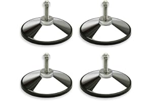 TUNIRO 4 Stück Tischfussball Standfüße aus Metall, höhenverstellbar, verchromt, rutschfest gummiert, Gewinde M12, Kicker Tischkicker Füße