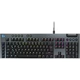 لوحة مفاتيح ألعاب Logitech G G915 X سلكية لمسية منخفضة الارتفاع مضاءة RGB ميكانيكية إنجليزية Q لأجهزة الكمبيوتر الشخصية/Mac، باللون الأسود