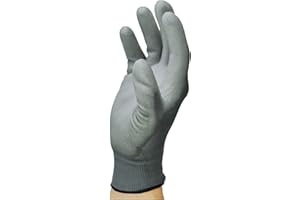 BERICAH Dr Protec, Skudo Grigio, Guanto tecnico riutilizzabile in poliestere, Finitura Liscia in PU, 1 paio; Taglia L
