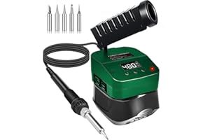 EDTRAN Akku Lötkolben für Bosch Home and Garden 18V PBA Akku, 60W Cordless Lötkolben Einstellbar Temperatur 180-480°C mit USB- und Typ-C-Ladeanschlüssen, Lötkolbenständer für Elektrische Arbeiten(Ohne Akku)