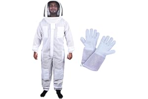 HANISN Beekeeping Suit 3 Layer Ultra Ventilated Mesh with Detachable Fencing Veil Hood for Men & Women | Standard Beekeeper Gear | Bee Gear for Apiarists, Professional Beekeeping Supplies (XL)