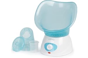 LIVIVO Face Spa Facial Steamer and Nasal Steam Inhaler Set - 2-in-1 Aromatherapy Sauna for Sinus, Cold & Flu Relief and Deep Cleansing Face Steamer with Dual Nose Cones (Blue)