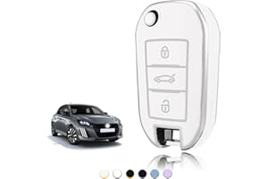 TOOMUME Coque Clé TPU, Etui Clé Étui Clé Adapté pour Peugeot 208 308 508 2008 3008 Rifter Citroen C3 C4 Cactus Berlingo Picasso Xsara Jumpy, Couvre Clef Cache Cle Voiture Telécommande - Flip Key