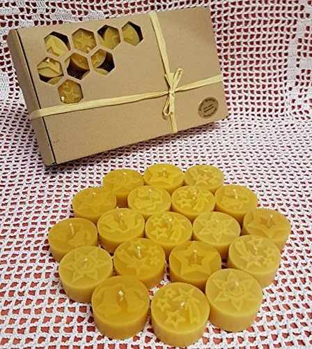 100% Beeswax Tealights in Silver, Red or Without Aluminium Trays, ohne Aluschalen, 30 Stück mit Muster