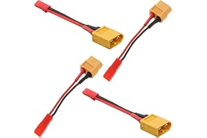 Boladge 2 paires de Câbles Adaptateurs Mâle Femelle RC Connecteur XT60 vers 2 broches JST pour RC Avion Voiture Hélicoptère Radiocommandé