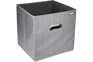 VETRINE INRETE Vetrineinrete® Scatola portadocumenti da ufficio box di archiviazione organizer per archivio documenti contenitore con manici grigio o beige varie misure 69688 (Grigio, 31x31x31 cm) B55