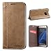 Produktbild Lensun Samsung Galaxy S7 Edge Hülle, Handyhülle Handytasche Samsung Galaxy S7 Edge (5.5 Zoll) Leder Tasche Huelle Flip Case Ledertasche Schutzhülle – Kaffee (S7E-DX-CE)