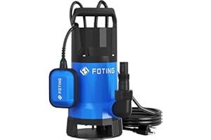 FOTING Schmutzwassertauchpumpe 1000W 24000 L/H mit Schwimmerschalter Tauchpumpe zur Entleerung von Pools, Schmutzwasser/Sauberwasser, Tragbare Pumpe für Gartenteich, Whirlpool, Poolentleerung