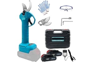 MAENGRE Elektrische Gartenscheren, Akku Astschere Ersatz Für Makita 18V, Akku BaumSchere Mit Insgesamt Zwei Scherenköpfen, Akku Obstbaumschere Geeignet Für Gärten, Elektrische Astschere Mit Zwei Batterien