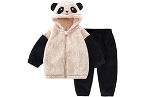 JiAmy Baby Fleece Jacket Hoodie Set Zipper Toddlers Winter Sweatshirt Hooded Coat Warm Top with Cute Bear Ears and Pants Tracksuit Outfits Flannel 2 Pieces Girls Boys 12 Months-4 Years