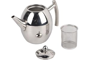 Yunxwd Théière en acier inoxydable, 1L Durable Théière En Acier Inoxydable Grande Capacité Épaissie Fond Plat Café Thé Récipient D'eau avec Filtre