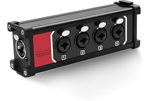 XMSJSIY Audio Snake Box 4 Channel Multi 4 * 6.35mm 1/4" TRS Stereo Female to RJ45 Ethercon Female Extender Over Cat5/6 Ethercon for Stage Sound and Recording Studio (B)
