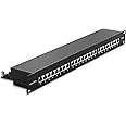 deleyCON CAT 6a Patchpanel Verteilerfeld 24 Port - Desktop 19 Zoll Rackeinbau Servermontage RJ45 Geschirmt - TIA568A TIA568B 