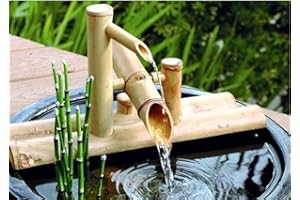 BDXZJ Garten Bambus Wasserspiel Wasserspiel Auslauf mit Pumpe Gartendekoration Wasserfall Outdoor Japanisches Garten Feature für Teich Terrasse Balkon, 50cm