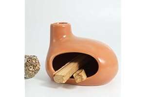 BEYLAB Modern Palo Santo Holder - Ceramic Incense Burner for Wood Sticks, Sage, Cone Incense - Energy Purifying Smudge Bowl Dish - Handcrafted Gift for Meditation and Aromatherapy Courses（Brown）