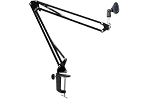 Foxnovo Radiodiffusion durable Studio Microphone Mic Suspension ciseaux bras perche (noir)