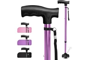 EasyVibe 4 Prongs Anti-slip Adjustable Walking Sticks for Women & Men, 10-Level Height Telescopic Walking Stick Walking Cane with Wrist Strap, Heavy Duty Walking Aid for Adults & Elderly.