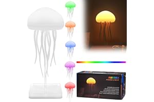 DAMIGHT Quallen Lampe, LED Jellyfish Lamp, RGB Gradient Jellyfish Nachttischlampe, Intelligente Quallenlampe mit Sprachsteuerung und Tentakel, Aufladbar Quallenlampe Stimmungslicht für Haus Zimmer Dekor (A)