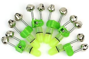 F-blue 6pcs Nuit Canne à pêche Astuce LED Clip Red Light Jumelles Clochettes Poissons-appâts d'alarme
