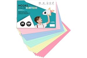 Cartulina de Colores, Cartulina A4 Colores Surtidos Pastel, Folios de Colores 180gr para Manualidades, Imprimir Documentos y Diseños Creativos, Folios de Colores A4 · m-office (x50 Surtido Pastel)