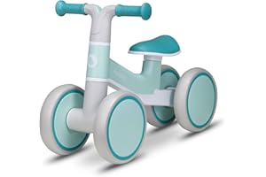lionelo VILLY Bicicleta de Equilibrio Ligera, Correpasillos para bebés 4 Ruedas de 1 a 3 años (hasta 30 kg), Amortiguación Delantera, Asiento ergonómico, Regalo para niñas y niños (Turquoise)