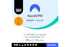 NordVPN Amazon Esencial, 6 meses, VPN y gestor de contraseñas, código digital