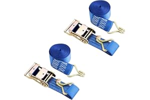 Diversity Wrap Ratchet Tie Down Straps Set x2 (12m x 50mm) - 2000kg Break Strength Heavy Duty with J Hooks Iron Handles Weather Resistant Blue Polyester Webbing Straps