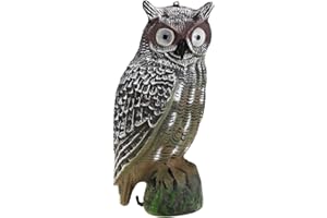 JEFFERGARDEN Gufo a energia solare che si illumina a forma di gufo da caccia, spaventapasseri, deterrente, decorazione a forma di animale, decorazione da giardino in miniatura [Eye glow]