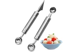 XM-ZHHY Kugelausstecher und Schnitzwerkzeug, 2 Stück Edelstahl Melonenausstecher Kugeln, Melonenlöffel, Watermelon Cutter, Ananasschneider, Küchengeräte Obstschnitzmesser für Salate Eiscreme Obst und Gemüse