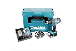 Makita DHP 482 RFJ - akumulatorowa bateria litowo-jonowa 18 V w pudełku MAKPAC + 2 x BL 1830 3,0 Ah bateria + DC 18 RC Ładowarka