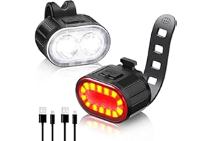 Blendura Luci Bicicletta LED, Luci Bici USB Ricaricabili 4+6 Modalità Luce Bicicletta Anteriore & Posteriori Luci per Bicicletta Adatto per Varie Bici
