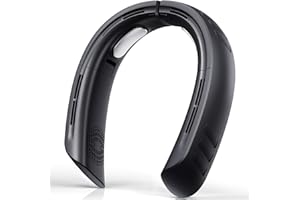 Kukiwhy Ulepszony wentylator na szyję, 4 szt. Turbo 6000 mAh przenośny wentylator na szyję, regulowany 360° wentylator ręczny, osobisty wentylator USB bez łopatek do podróży powietrza-czarny