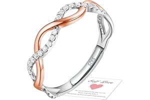 HEEYA 925 Sterling Silver/Rose Gold/14K Gold Plated Infinity Ring - Adjustable Crossover Thumb Rings for Women Girls - Cubic Zirconia Eternity Wedding Promise Ring Anniversary Jewellery Gifts