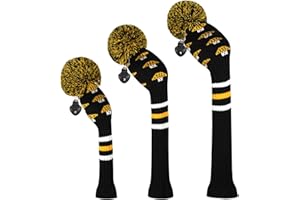 Scott Edward Knitted Golf Club Head Covers for Woods 3Pcs Set Golf Driver (460CC) Fairways and Hybrid/UT with Rotating Number Tags