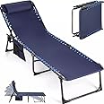 Mokshith Sun Lounger 5-Position Adjustable Backrest for Garden Recliner Chaise Lounge Chair Folding Sun Lounger Portable Sun Loungers with Strap Sun Bed for Beach Terrace Pools Camping Guest (MO-02)
