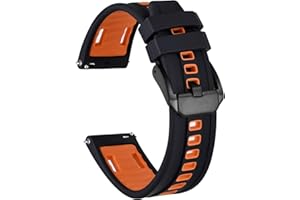 Ayadoo Bracelet de montre en silicone bicolore, bracelet sportif de remplacement rapide étanche en acier inoxydable pour hommes et femmes, largeur du bracelet 20 mm 22 mm 24 mm