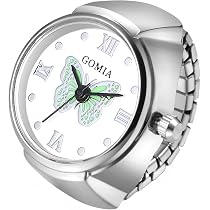 JewelryWe Eulen-Ringuhr Für Damen – Analog, Quarzwerk, Elastisches Silberband, Wasserdicht