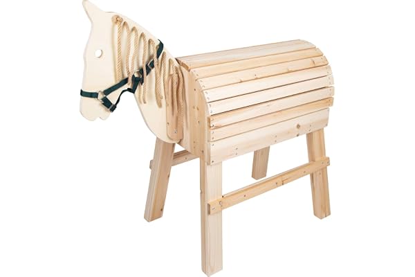 Small Foot Cheval de Bois pour Enfants à partir de 3 Ans, Aide à l'escalade et Licol, adapté à l'extérieur, 11664, Beige